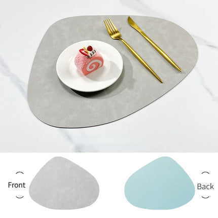 Double-Sided Faux Leather Placemats in Nordic Water Droplet Shape | Heat & Stain Resistant for Dining Tables