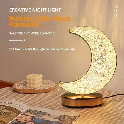 3D Crystal LED Night Light with Touch Control Dimming | Portable USB Rechargeable Lamp for Home Decor