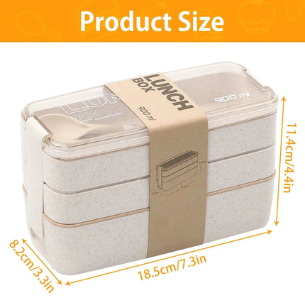 Eco-Friendly Bento Lunch Box with 3 Stackable Layers | 900 ml Leak-Proof Design for Kids' School Meals