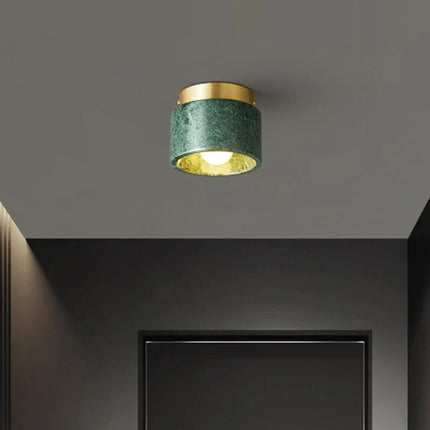 Nordic Marble Ceiling Light with Brushed Metal Trim | Stylish Downlight for Warm, Modern Ambiance