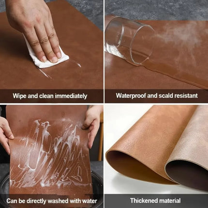 Double-Sided Faux Leather Placemats in Nordic Water Droplet Shape | Heat & Stain Resistant for Dining Tables