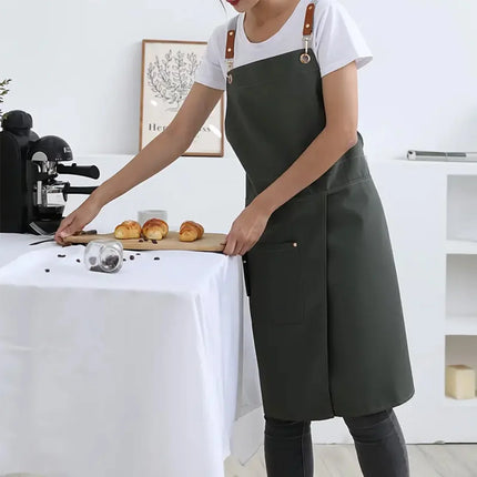 Waterproof Canvas Apron with Split Skirt Design | Multiple Pockets for Comfort in Restaurants and Home Cooking