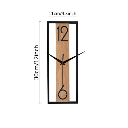 Modern Rectangular Wall Clock with Silent Sweep Movement | Minimalist Wood Grain Design for Peaceful Interiors