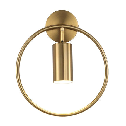 Halo Wall Light with 180° Adjustable Spotlight | Satin Gold Iron Design for Ambient Illumination