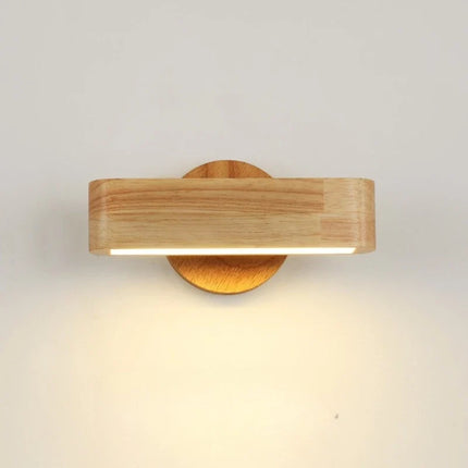 Rotating Wall Lamp with Adjustable Light Direction | Japanese Solid Wood & Aluminium Design for Warm, Serene Ambience