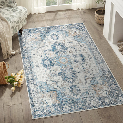 Area Rug for Living Room, Foldable Oriental Carpet with Non Slip Backing, Kitchen Rug and Bedroom Rug for Entryway_01