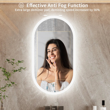 Oval LED Bathroom Mirror with Anti-Fog & Dimmable Lighting | Modern Wall-Mounted Design for Clear Reflections