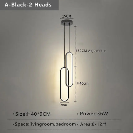 Modern LED Pendant Light with Adjustable Height | Gold or Black Finish for Elegant Home Illumination