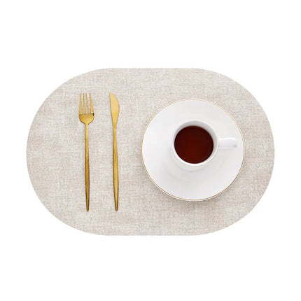 Oval Faux Leather Placemats with Heat Resistance & Non-Slip Surface | Stylish Table Protectors for Dining and Coffee Tables