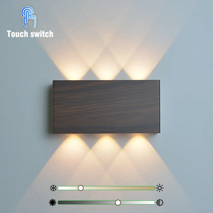 Rechargeable Wall Lamp with Modern Wood-Grain Design | Wireless Touch-Controlled Lighting for Any Space