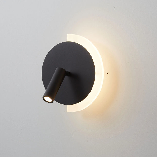 Wall Sconces for Bedroom, Dual LED Wall Light with Spotlight, Reading Light for Bed, Round Sconce Lamp for Hallway_06