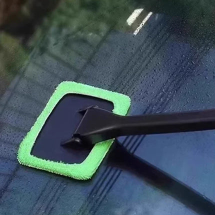 Microfiber Windshield Cleaner Tool with Extra-Long Handle | Streak-Free Shine for Safe Driving