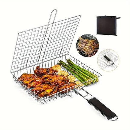 Grill Baskets Foldable Non Stick, Vegetable Grill Basket with Handle