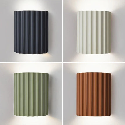 Nordic Modern Resin Wall Lamp with Ribbed Design | Soft Ambient Lighting for Home Décor