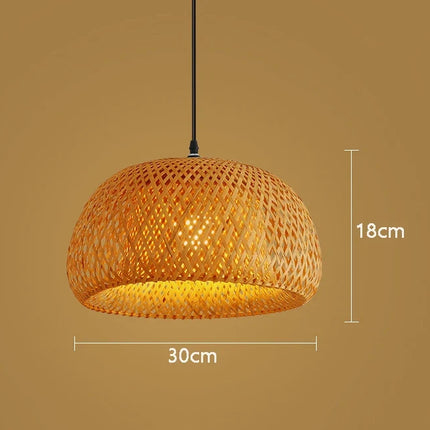 Bamboo Pendant Lamp with Handwoven Rattan Shade | Adjustable Eco-Friendly Light Fixture for Warm Ambience