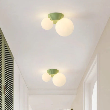 French Modern Ceiling Light with Dual Glass Globes | Soft Ambient Glow for Hallways and Bedrooms