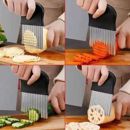 Stainless Steel Crinkle Cutter Knife with Non-Slip Handle | Perfect for Fun Vegetables and Creative Garnishes