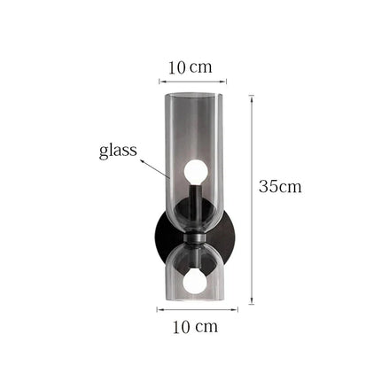 Nordic Glass Wall Lamp with Smoked Tube Design | Up & Down Lighting for Elegant Home Ambiance