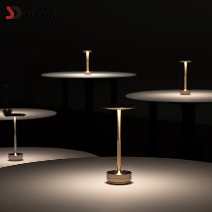 Rechargeable LED Table Lamp with Touch Control Dimming | Elegant Aluminium Design for Warm Ambient Light