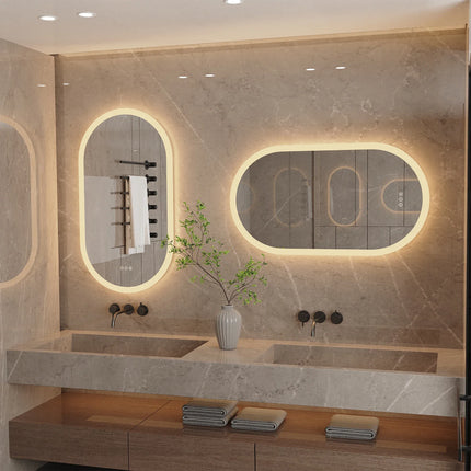 Oval LED Bathroom Mirror with Anti-Fog & Dimmable Lighting | Modern Wall-Mounted Design for Clear Reflections