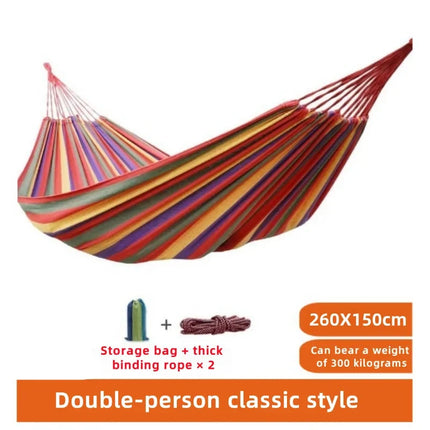 Canvas Hammock with Striped Design | Durable Double Size for Indoor & Outdoor Relaxation