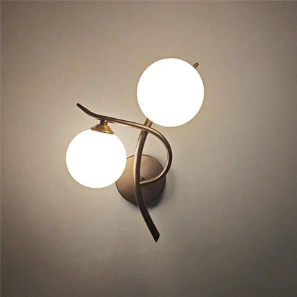 Nordic Wall Light with Dual Opal Glass Globes | Sculptural LED Design for Warm Ambient Illumination