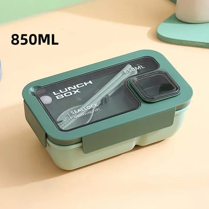 Leak-Proof Bento Lunch Box with Built-in Cutlery | Microwave & Dishwasher Safe for School and Office Meals
