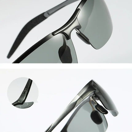 Photochromic Sunglasses, Polarized Color Changing Lenses with UV400 Protection, Anti Glare Driving Sunglasses, Black