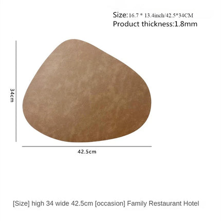Double-Sided Faux Leather Placemats in Nordic Water Droplet Shape | Heat & Stain Resistant for Dining Tables