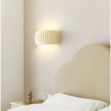 French Resin Wall Lamp with Textured Ribbed Design | Up & Down Lighting for Elegant Ambient Glow