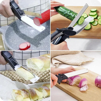 2-in-1 Cutting Board Scissors, Kitchen Shears with Slicing Surface for Vegetables, Bread and Meat, Cut Over the Plate