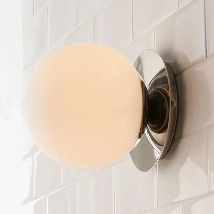 Nordic Globe Glass Wall Lamp with Opal Shade | Minimalist Lighting for Bathrooms and Bedrooms