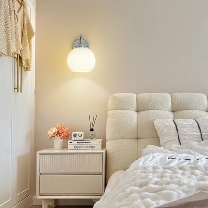Chrome Wall Lamp with Frosted Glass Globe | Modern Minimalist Design for Soft Ambient Lighting