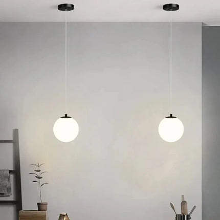 Scandinavian Pendant Light with Opal Glass Globes | Adjustable Ceiling Fixture for Warm Ambient Illumination