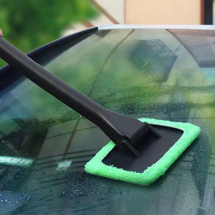 Microfiber Windshield Cleaner Tool with Extra-Long Handle | Streak-Free Shine for Safe Driving