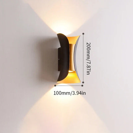 Modern Black & Gold LED Wall Light with Dual-Beam Design | Waterproof Sconce for Elegant Indoor and Outdoor Illumination