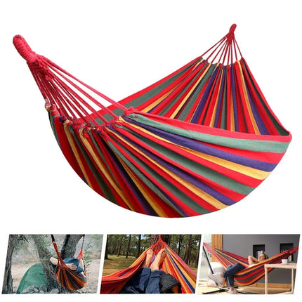 Canvas Hammock with Striped Design | Durable Double Size for Indoor & Outdoor Relaxation