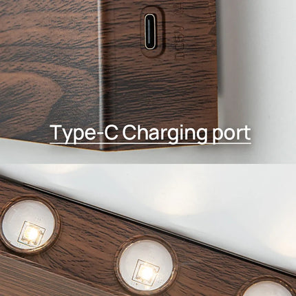 Rechargeable Wall Lamp with Modern Wood-Grain Design | Wireless Touch-Controlled Lighting for Any Space
