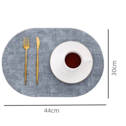Oval Faux Leather Placemats with Heat Resistance & Non-Slip Surface | Stylish Table Protectors for Dining and Coffee Tables