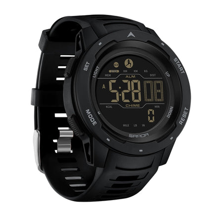 Military Digital Watch with Pedometer, 5 Bar Water Resistant Sports Watch, Step Tracker Watch with Rubber Strap