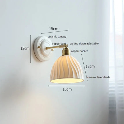 Nordic Cream Ceramic Wall Lamp with Flower-Shaped Shade | Vintage Elegance for Warm Ambient Lighting