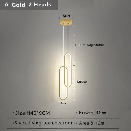 Modern LED Pendant Light with Adjustable Height | Gold or Black Finish for Elegant Home Illumination