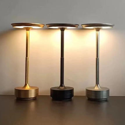Rechargeable LED Table Lamp with Touch Control Dimming | Elegant Aluminium Design for Warm Ambient Light