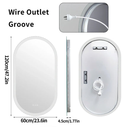 Oval LED Bathroom Mirror with Anti-Fog & Dimmable Lighting | Modern Wall-Mounted Design for Clear Reflections