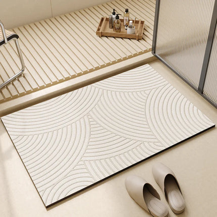Super Absorbent Quick-Dry Bath Mat with Non-Slip Rubber Base | Elegant Comfort for Clean & Dry Bathrooms