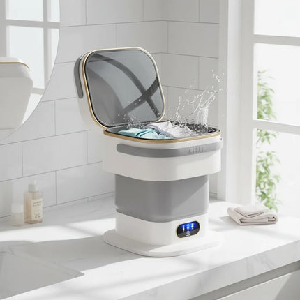 Portable Mini Washing Machine with Foldable Design | Compact Washer for Easy Laundry in Small Spaces