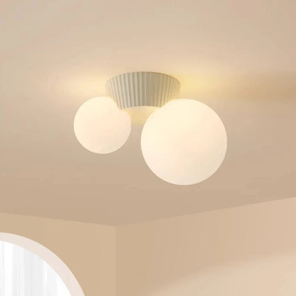 French Modern Ceiling Light with Dual Glass Globes | Soft Ambient Glow for Hallways and Bedrooms
