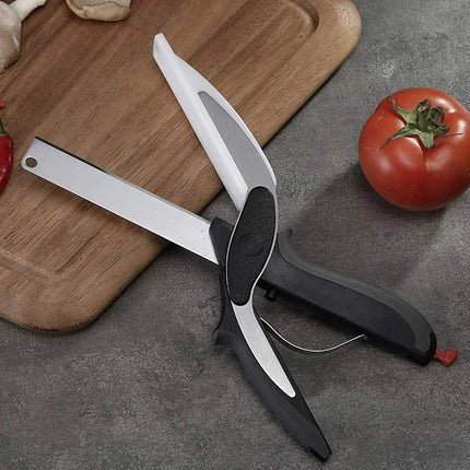2-in-1 Cutting Board Scissors, Kitchen Shears with Slicing Surface for Vegetables, Bread and Meat, Cut Over the Plate