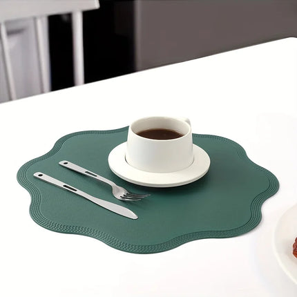 Luxury Round Faux Leather Placemats with Embossed Flower Design | Elegant Dining Table Protection for Home and Events