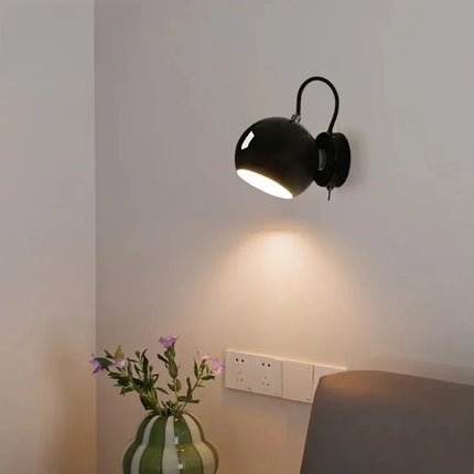 Nordic Cream Wall Lamp with Adjustable Dome Shade | Minimalist Lighting for Bedrooms and Home Offices